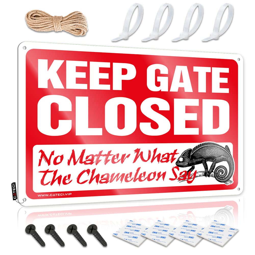 Bbq Signs Outdoor Keep Gate Closed No Matter What The Chameleon Say Sign Retro Tin Signs Backyard Bar Sign(20X30CM)
