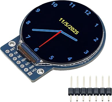 1.28 Inch LCD Round Screen TFT Display Board1.28 TFT LCD Module 240x240 RGB SPI Interface GC9A01 Driver 4-Wire SPI for Arduino