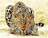 Rihe Leopard Animal Paint By Number Diy Oil Painting PBN Kit for Adults Girls Kids Christmas 16x20inch (Frameless)