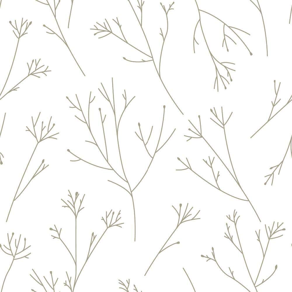 RoomMates RMK11678WP Brown and White Twigs Peel and Stick Wallpaper