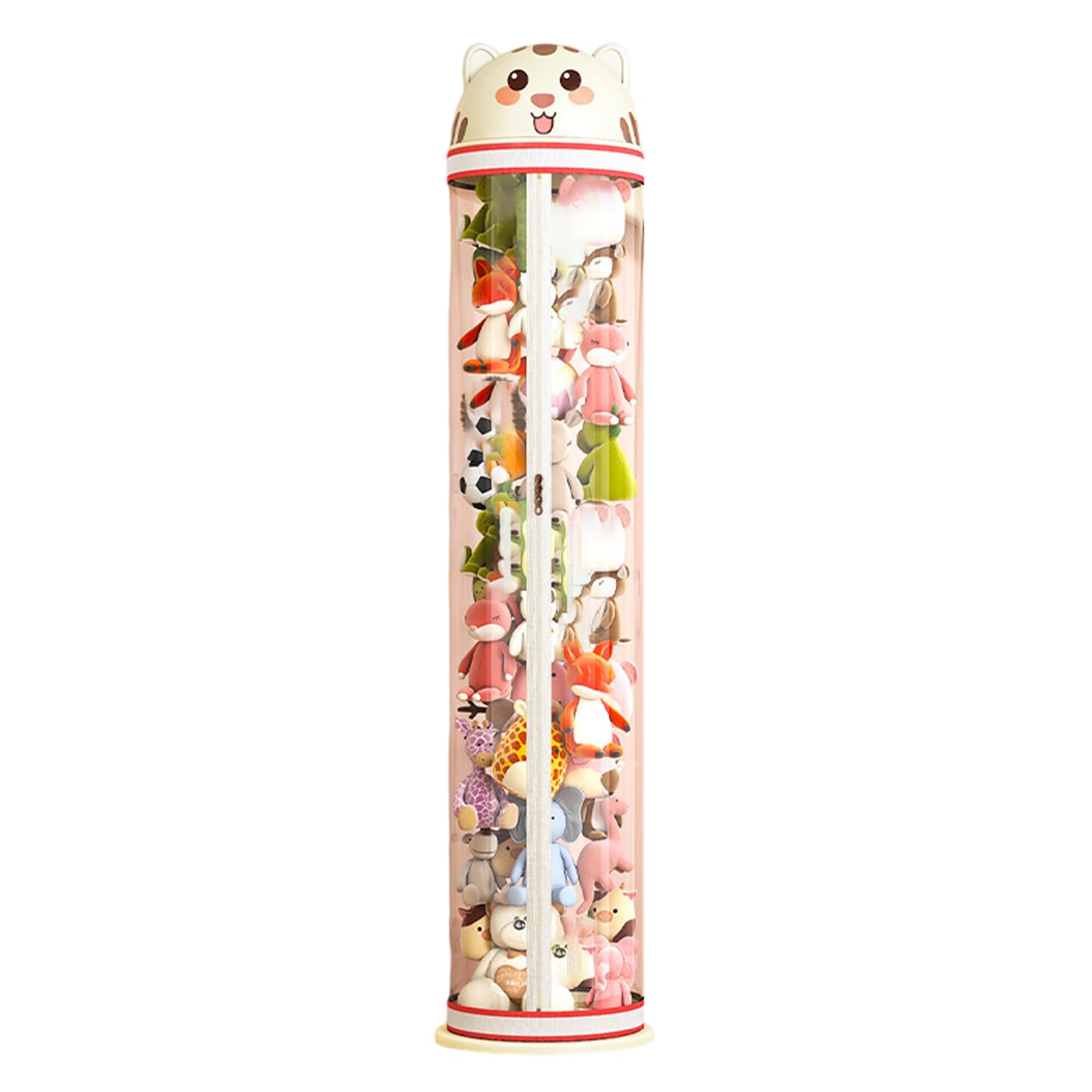 BCJMKDX Toy storage, Stuffed Animal Storage Tube With Zippers,Transparent(Beige Without Wheels,160cm)