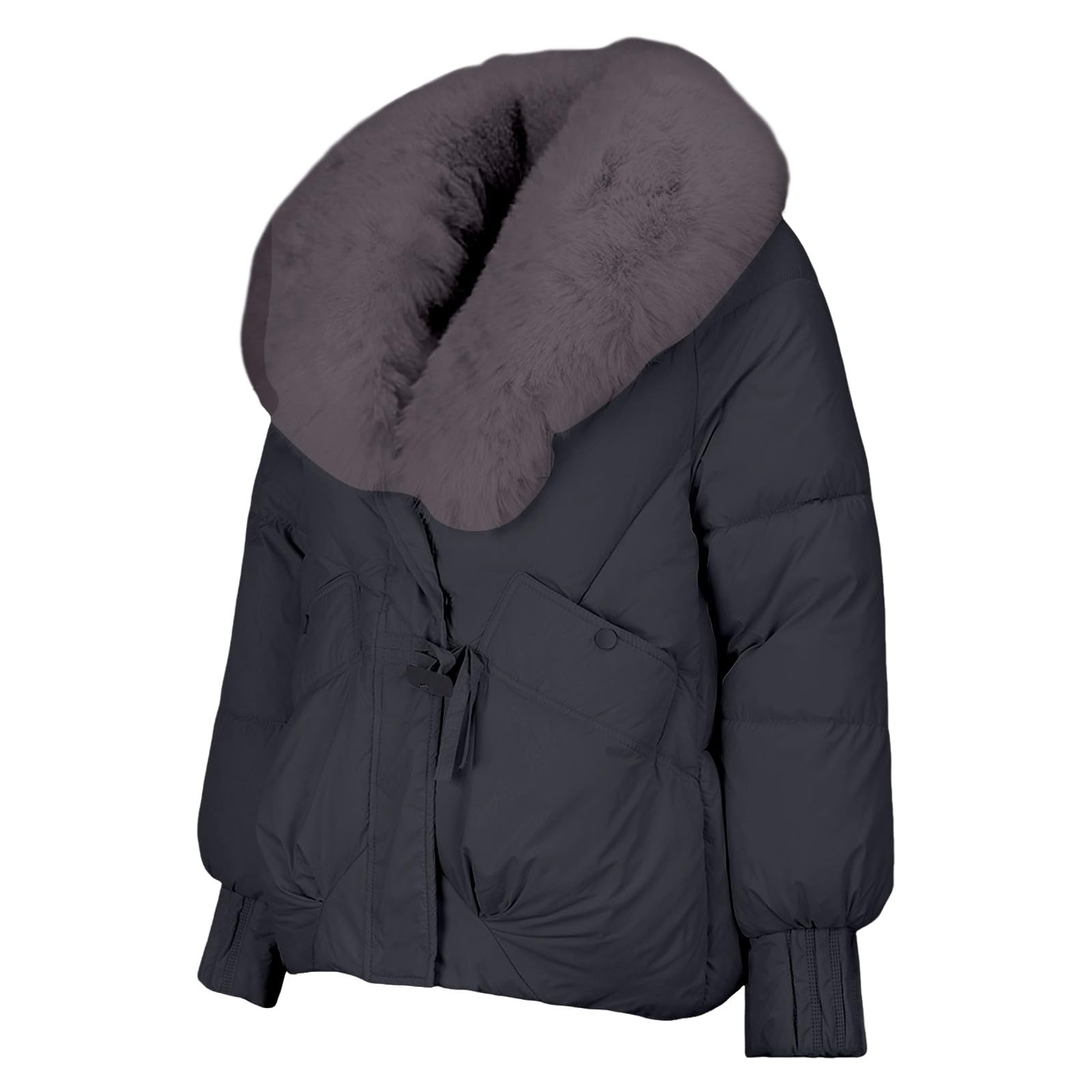 Chaqueta de invierno de talla grande para mujer, con ribete de piel