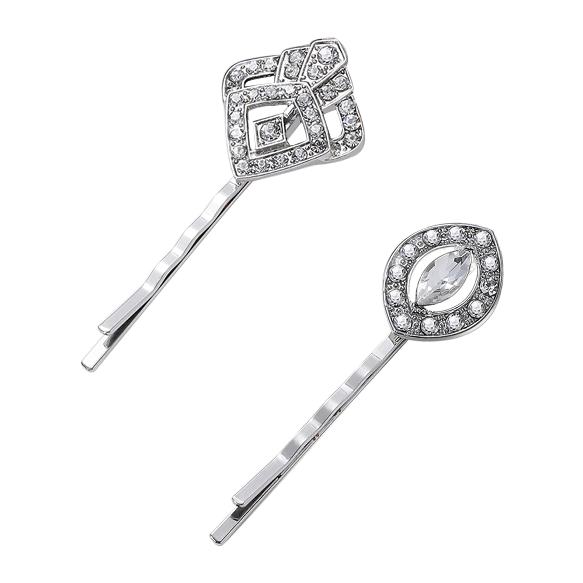 BABEYOND Vintage Hair Pins Clips for Women 1920s Crystal Rhinestone Feather Hair Pins Great Gatsby Hair Piece (A-Silver)