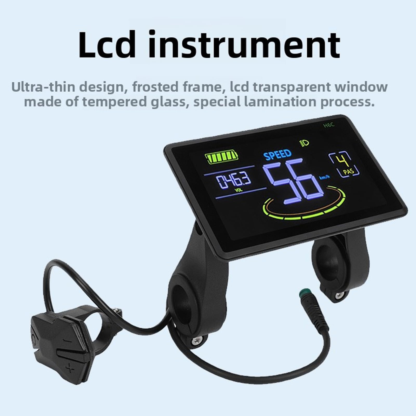 Display LCD per Bici Elettrica, Display per Scooter Elettrico ABS con Connettore Impermeabile 5P, Schermo Trasparente, Sostituzione del Pannello di Controllo per Ciclisti Pendolari e Uso