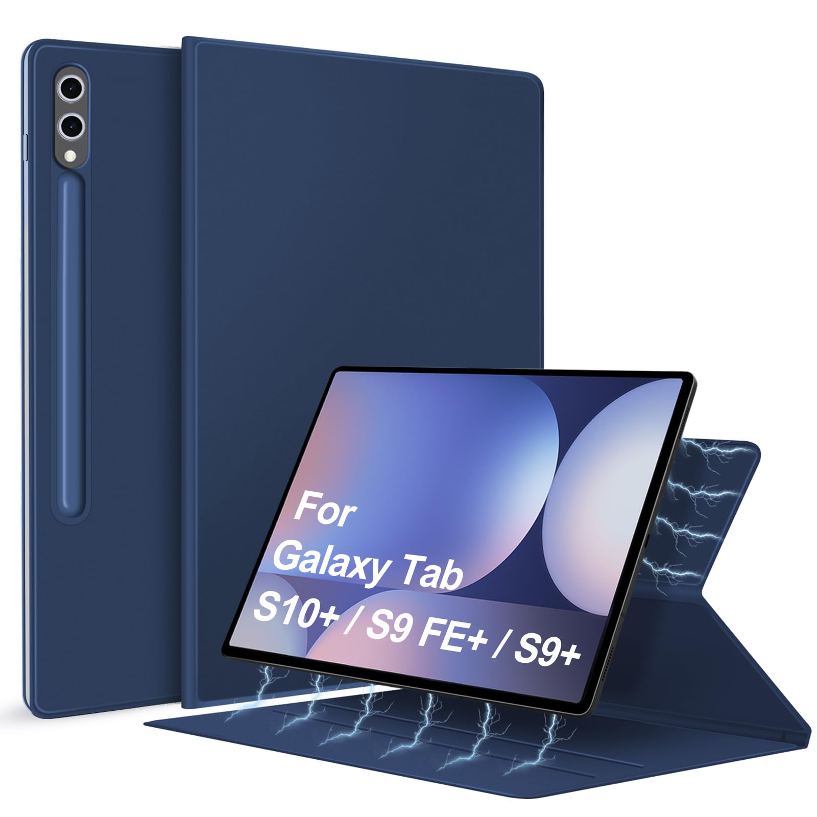 DUNNO Magnetic Case for Samsung Galaxy Tab S10+ Plus /S9+ Plus/S9 FE+ Plus with S-Pen Holder, Ultra-Slim Lightweight Folio Tablet Case, Auto Wake/Sleep (DarkBlue)