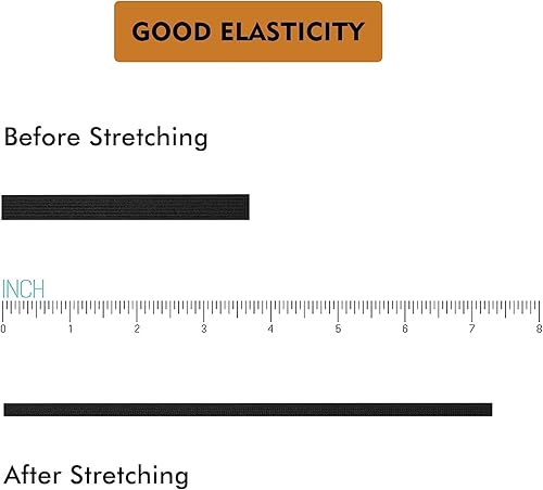 Miniatura 2 de AMORNPHAN Banda elástica para coser color negro, 0.472 in (12 pulgadas) de ancho, 12 yardas. Cuerda elástica fuerte y elástica para manualidades y
