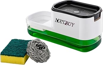 2 in 1 Kitchen Sink Soap Dispenser with Sponge Holder 400ml | Liquid Dishwashing Pump with Hollow Rust Proof Design | Durable Smooth Body for Easy Cleaning | Ideal for Home, Hotel & Restaurant