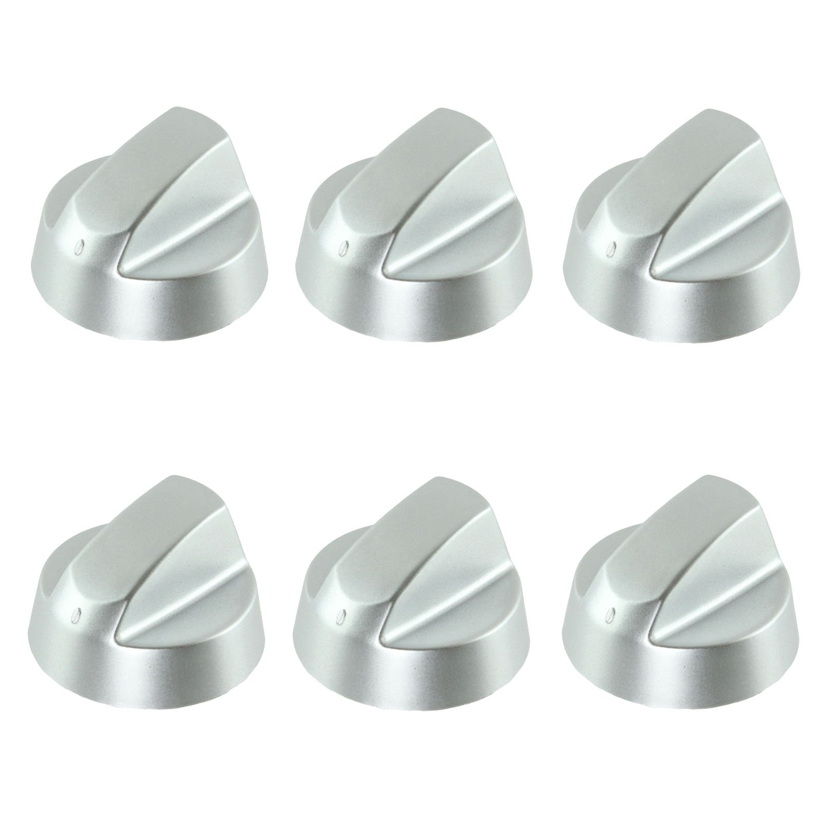 Spares2go Silver Control Knobs/Dials For Candy Oven Cooker & Hob (Pack Of 6 + Adaptors, )