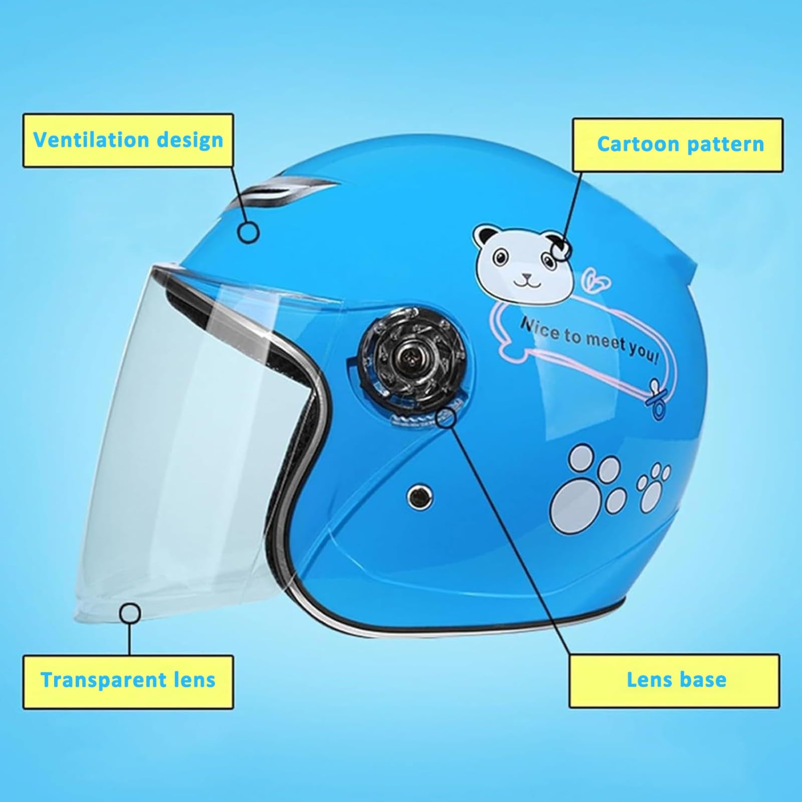 Casco Per Bambini, Casco Da Moto Aperto Con Visiera, Casco Jet Per Scooter, Bicicletta, Skateboard, Omologato ECE 2205, Casco 3/4 Per Bambini Dai 4 Ai 12 Anni
