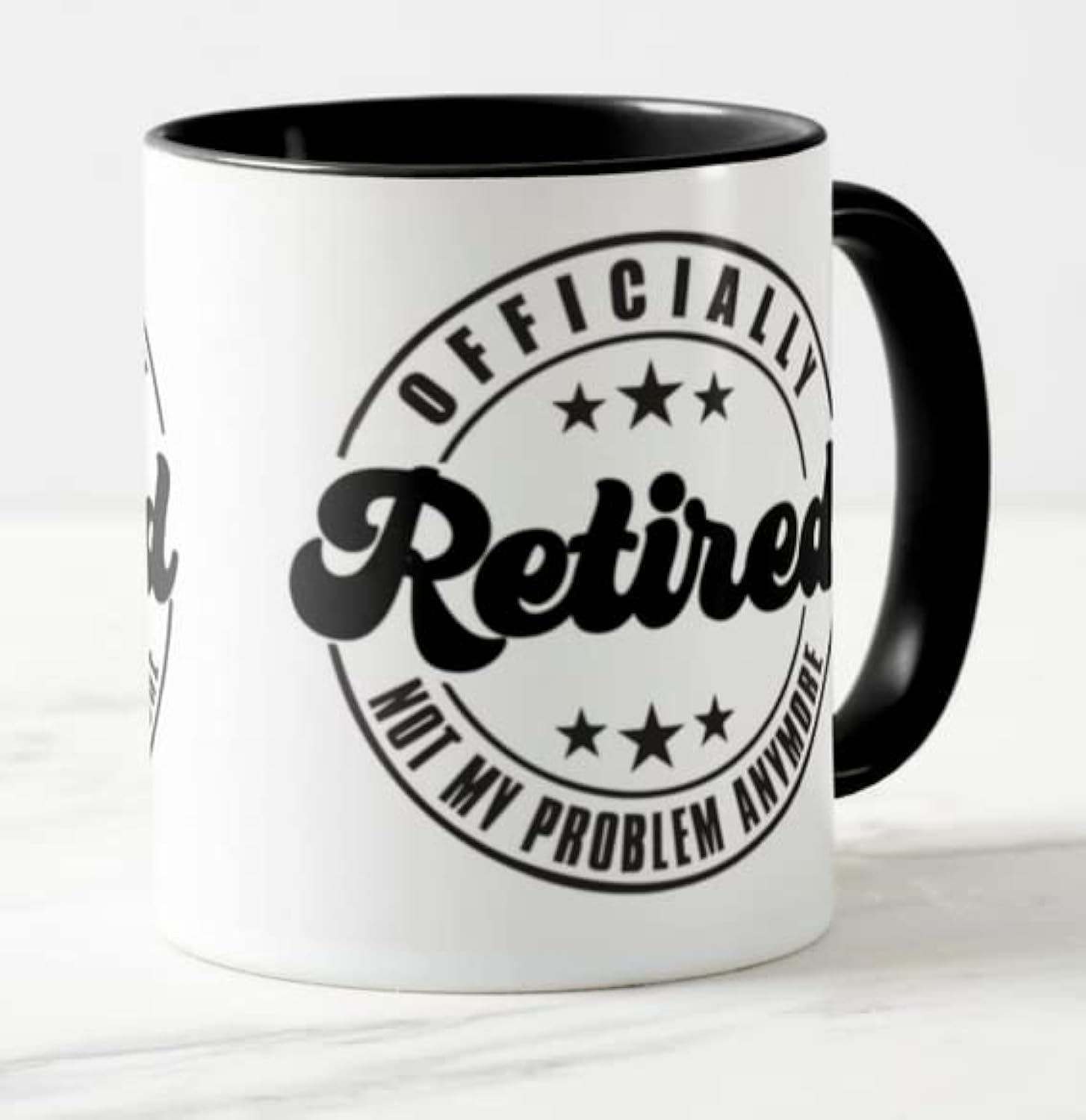 Vixar Black I'm Retired Officialy Not My Problem Anymore Retirement Joke Novelty Coloured Mug Cup Gift Birthday Work Office Christmas Tea Coffee (Black)