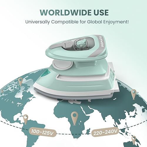 Miniatura 2 de Mini plancha de vapor de viaje para ropa con doble voltaje, control de temperatura, suela antiadherente y almacenamiento de cables, ideal para