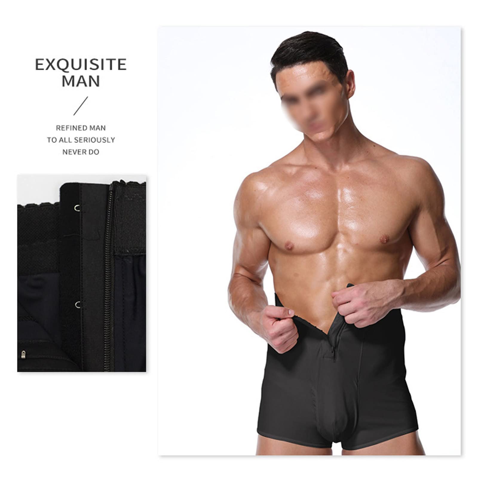 Generic Slip Boxer Da Uomo Con Controllo Della Pancia Mutandine A Compressione Della Pancia Che Sollevano Il Sedere Intimo Modellante Imbottito A Vita Alta (Color : Black, Size : S - Foto 5