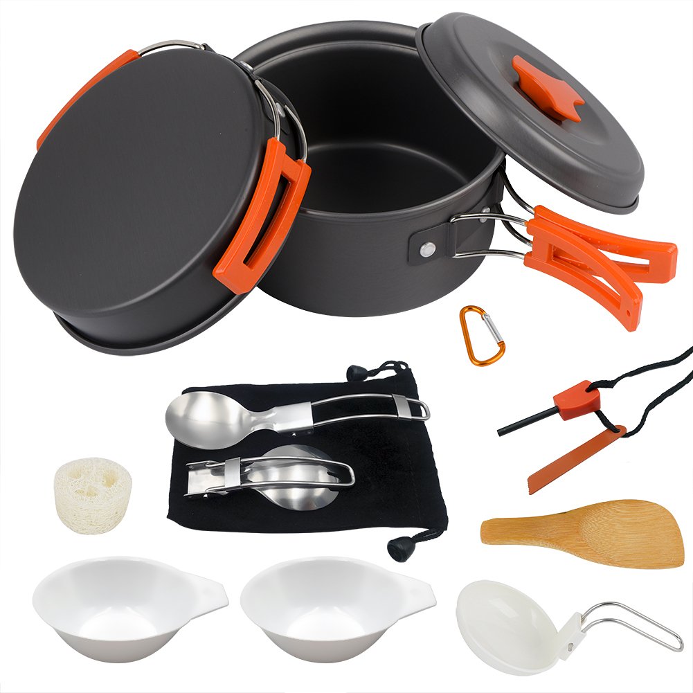 Camping Cookware Set Hiking Backpacking Gear Camping Cooking Utensils Outdoors Survival Utensils Cooking Equipment 14 Piece Cooking Pots Amazon Com Au Sports Fitness Outdoors