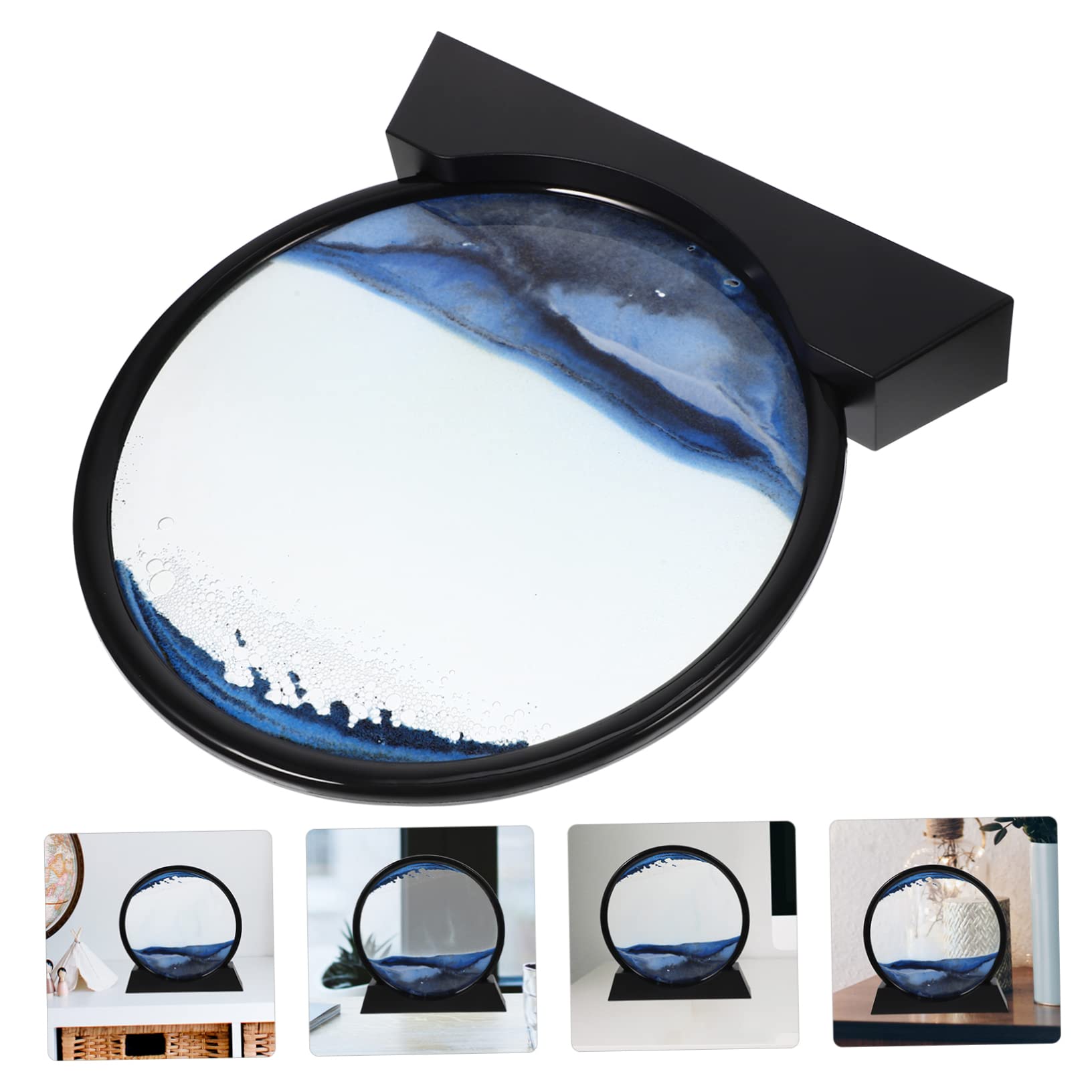 UPKOCH Cuadro de Arena Líquida Dinámica Paisajística 3D 12inch | Decoración para Casa y Oficina, Color Azul, Abs Agua y Arena, Estilo Elegante y Simple