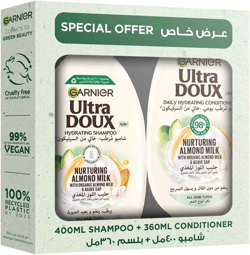 Garnier Ultra Doux Almond Milk Hydrating Shampoo, 400 ml + conditioner 360 ml Garnier Ultra Doux Almond Milk Hydrating Shampoo, 400 ml + conditioner 360 ml