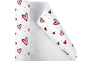 Red Foil Embossed Mini Wrapping Paper Roll for Anniversaries, Birthdays, Weddings, and Holidays