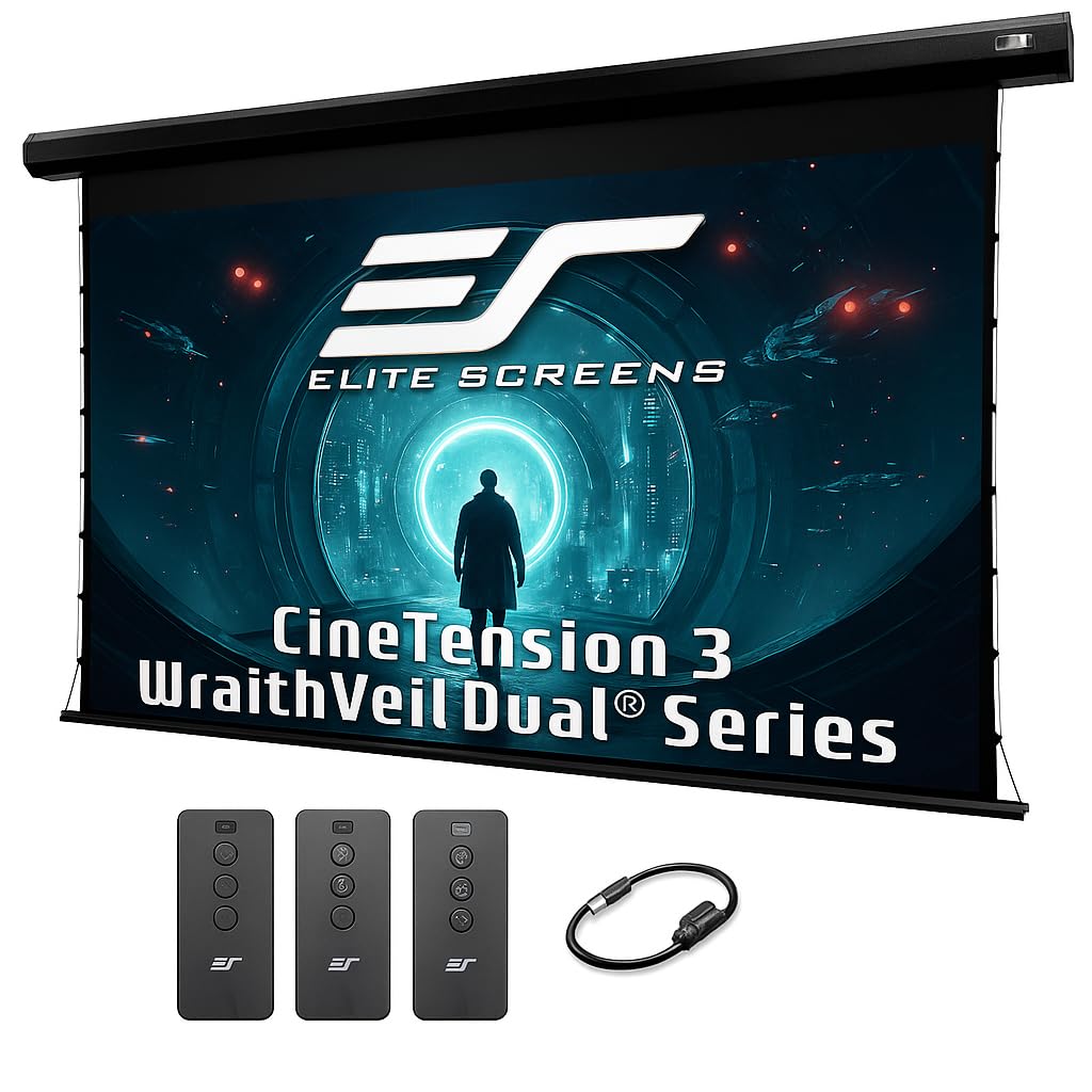 Elite Screens CineTension 3 Dual Motorized Projector Screen, 110-inch 16:9
