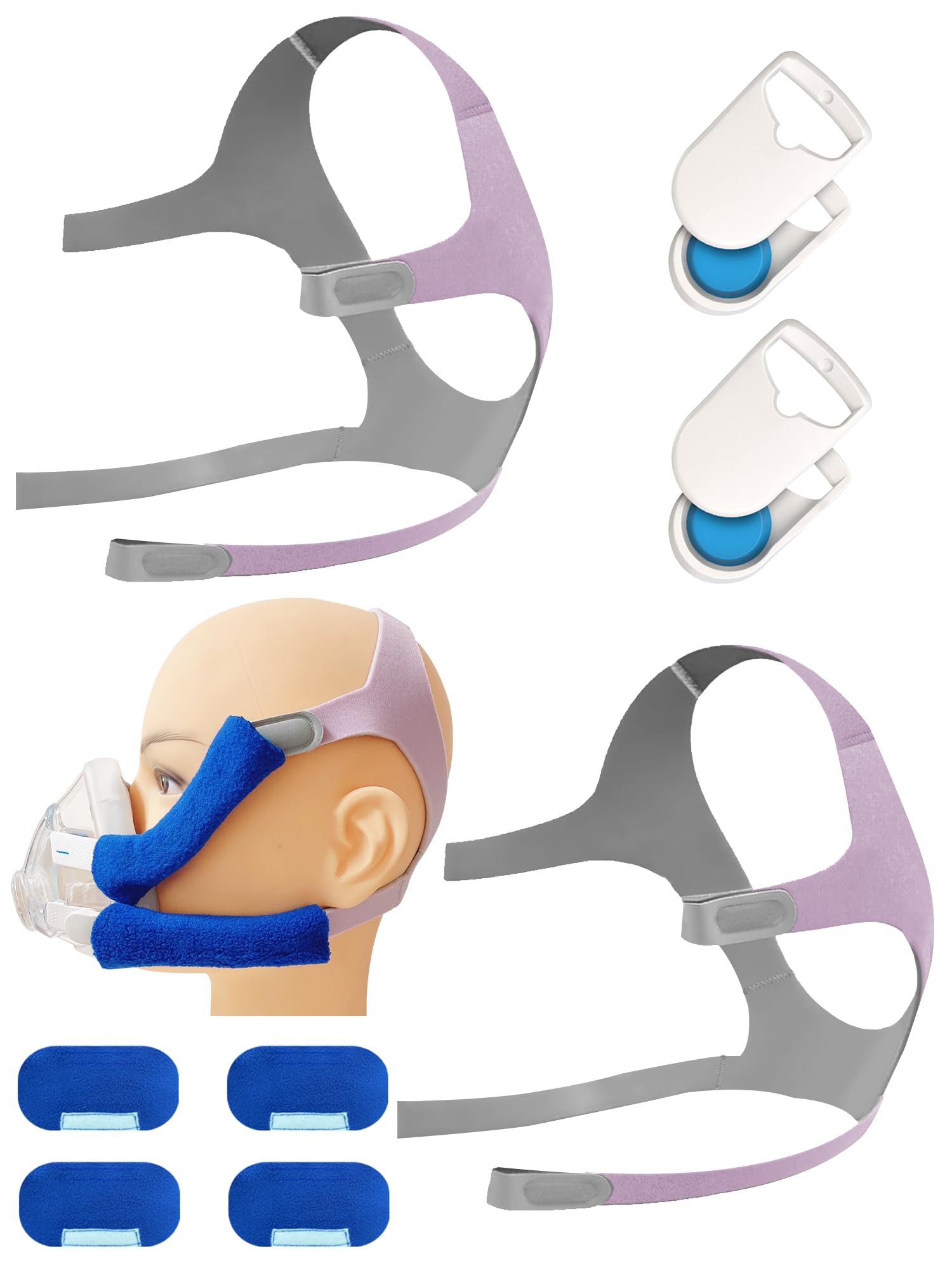 2 Packs F20 Replacement Headgear Compatible with F20 Full-face Mask, Include 4 Magnetic Clips+4 Headgear Straps (Small For Her)