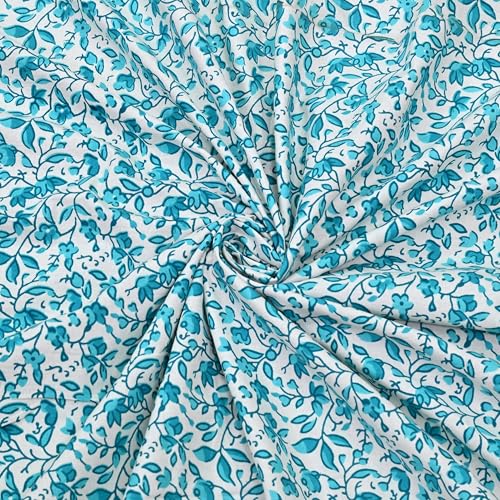Image of India 100% Pure Cotton Jaipuri Printed Double Bedsheet with 2 Pillow Covers | Traditional Sanganeri Floral Design | Soft Breathable Fabric | King Size Bedsheet for Bedroom (Kaya31)
