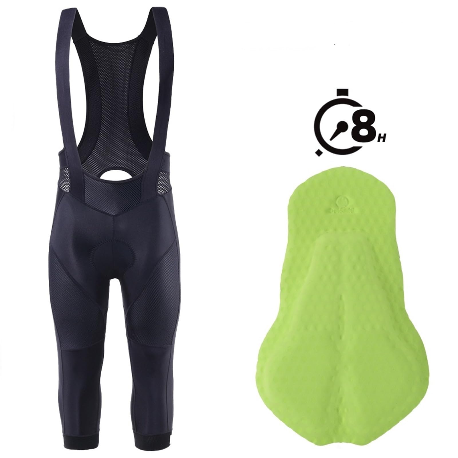 Culotte De Ciclismo con Forro Polar Pantalones Cortos de Ciclismo Polar 3/4 for Hombre, Mallas for Bicicleta montaña, Ropa Deportiva for Carretera, largas distancias, 5 h y 8