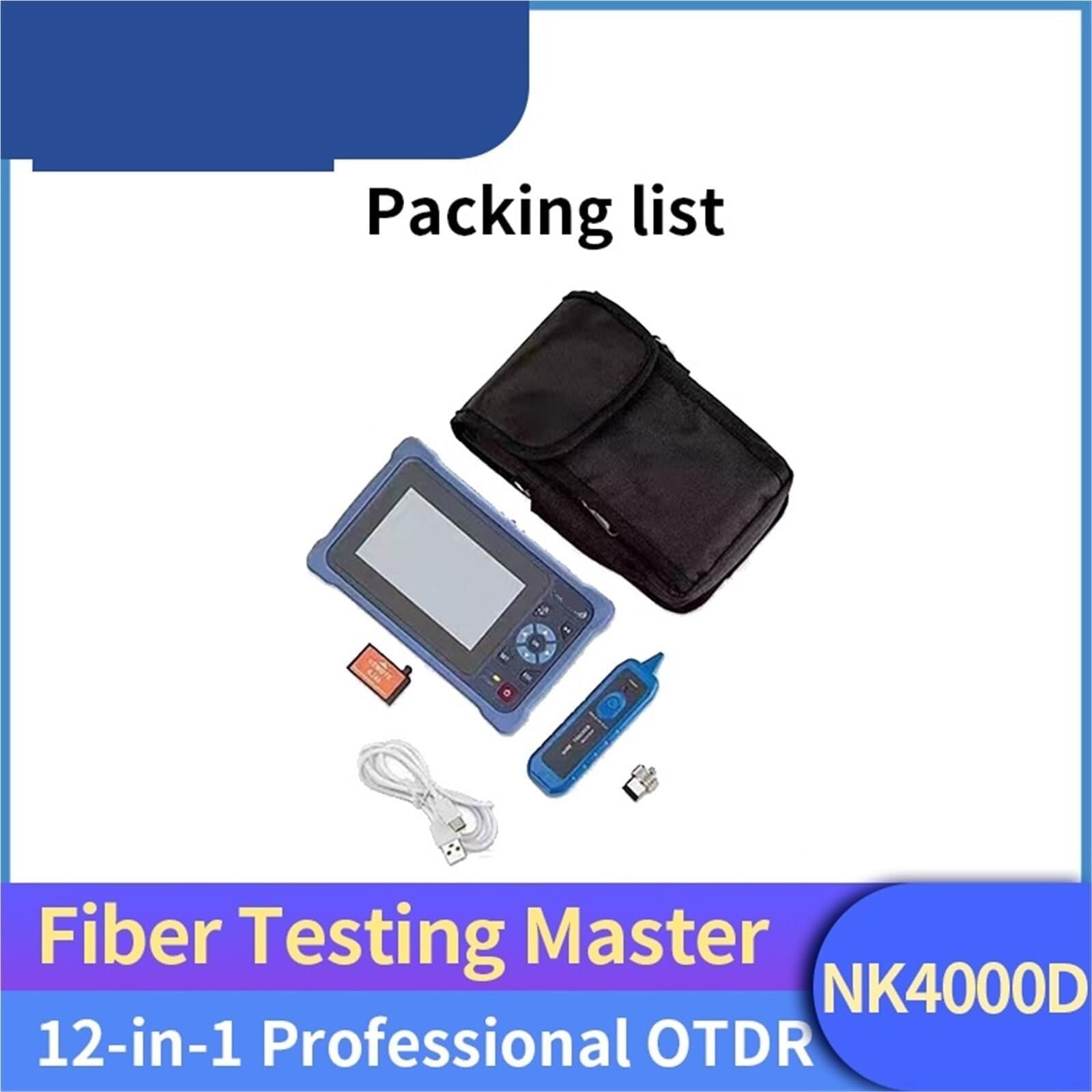 medidor potencia optica Probador De Cable Fibra Óptica OTDR 12 En I 1310 1550 1610nm NK4000D Pantalla Táctil VFL OLS Mapa Eventos para cables, cables y líneas de PCB(UPC)