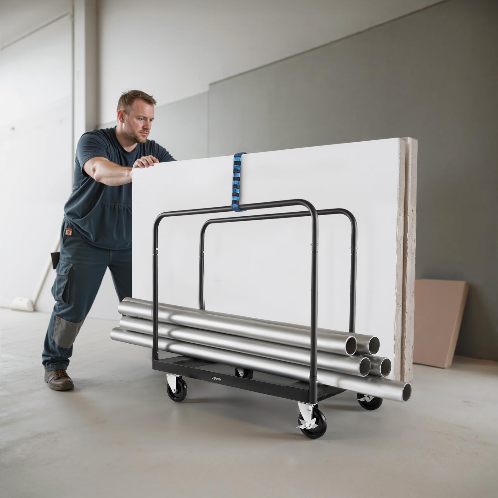 VEVOR Carrello a pannelli Q235B, trasportatore a piastre con ruote universali per carichi pesanti, 975 x 610 x 990 mm