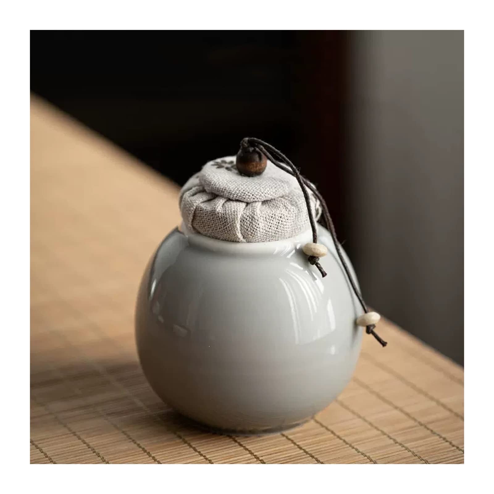 ZengL263NgS tea canister Kitchen Canisters, 6.7 Oz Ceramics Tea Tin Canister Vintage Grey Containers for Loose, Coffee, Candy, Herbs and Spices Kitchen Organisation