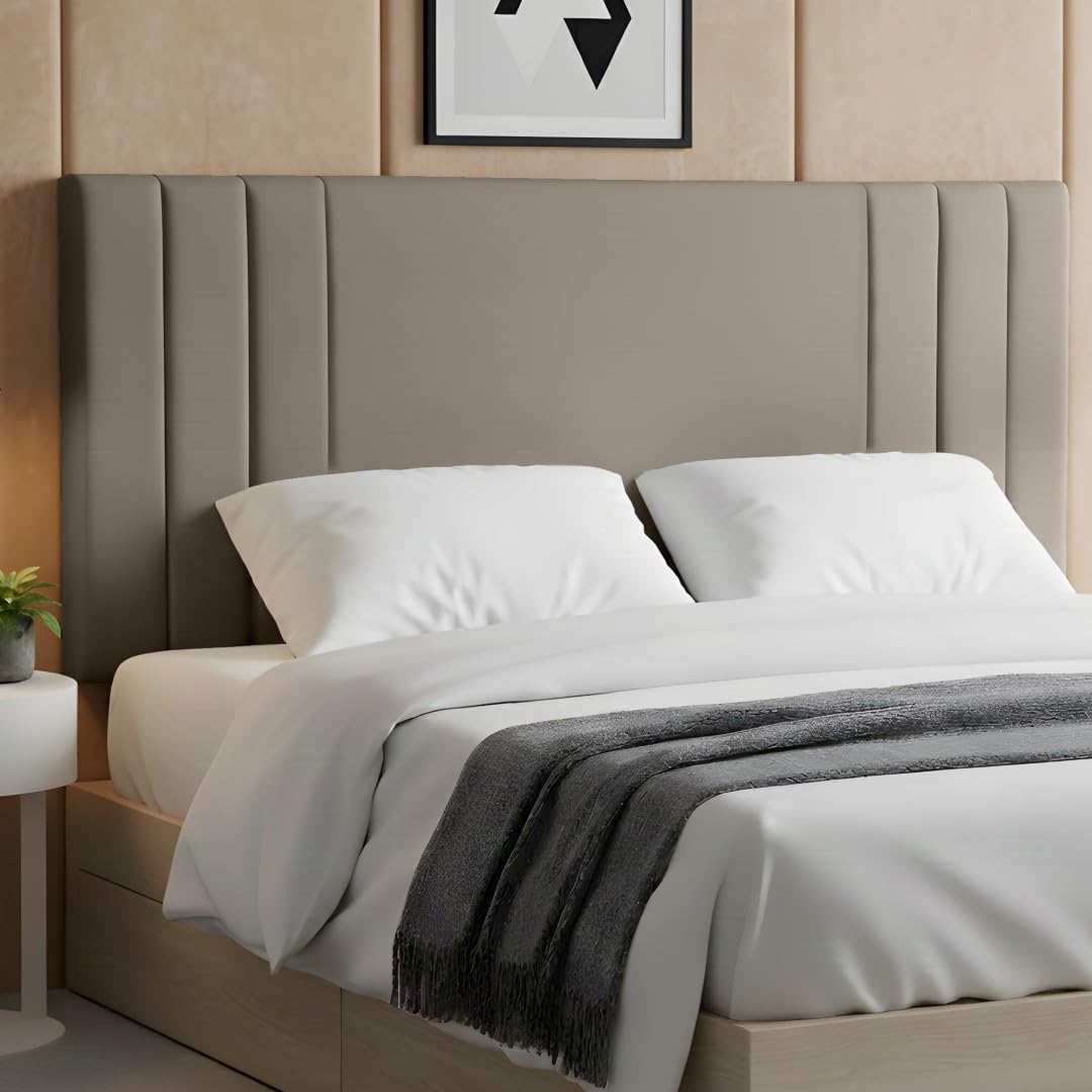 BEDELUNA Headboards for Bed – 24” Rio Plush Fabric Headboard - Elegant Divan Bed Thick Padding Bed Headboards, Luxury Bedroom & Hotel Furniture (Silver Plush, 3FT Single)