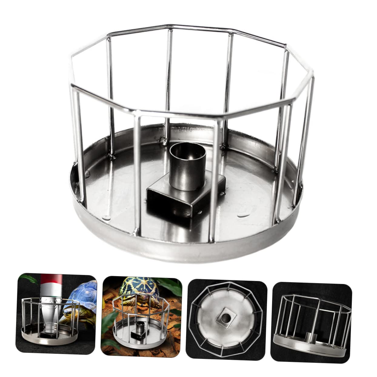 Kisangel Plato de Agua Automático para Reptiles y Tortugas Diseño Anti Óxido en Acero Inoxidable para Alimentación y Bebida Segura de Mascotas