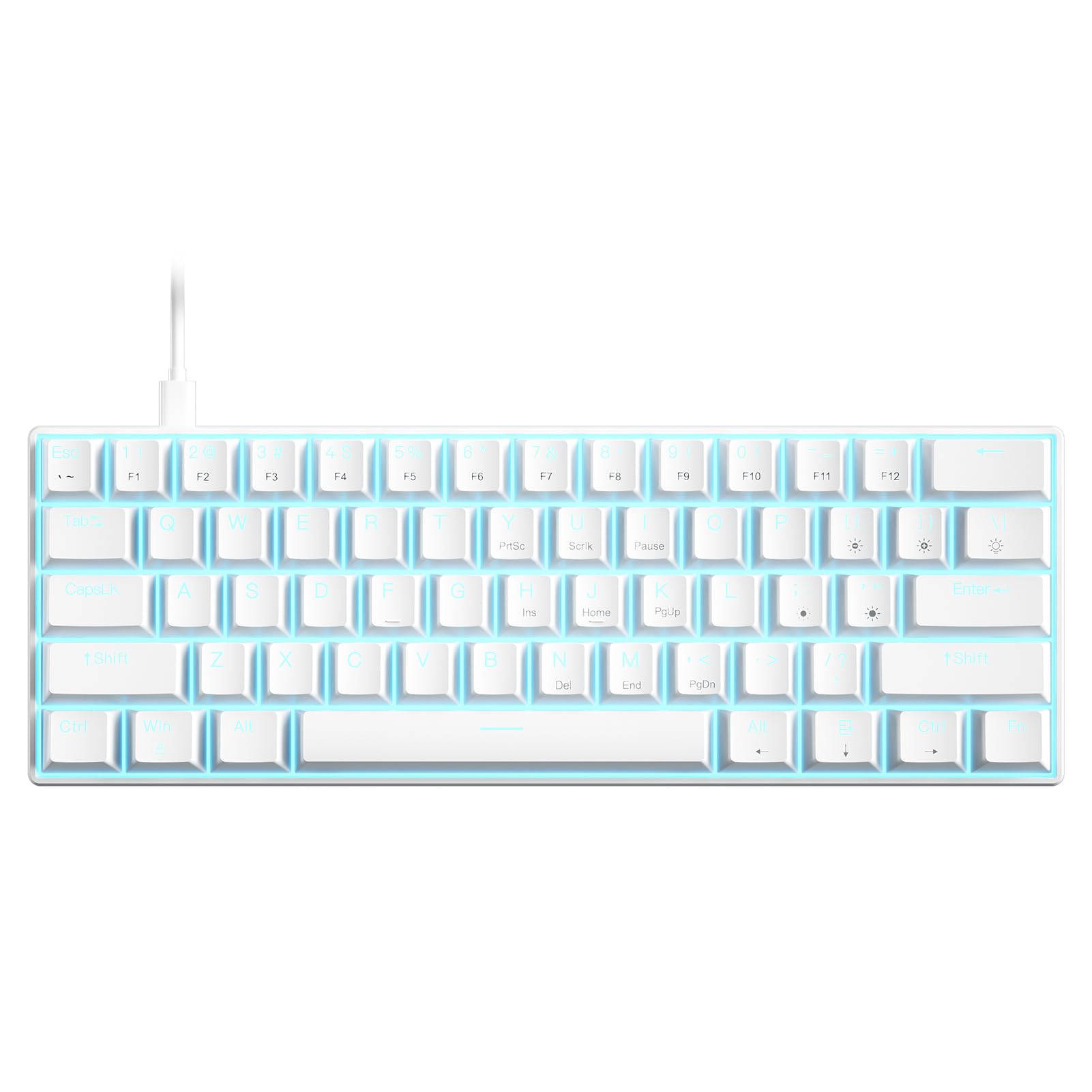Eacam USB Wired 61-key Mechanical Keyboard LED Backlit Supports hot swap Blue Switch/Red Switch