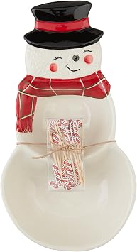 Mud Pie Snowman Double Tidbit; dish 11" x 5 1/2" | toothpicks 3 1/4"