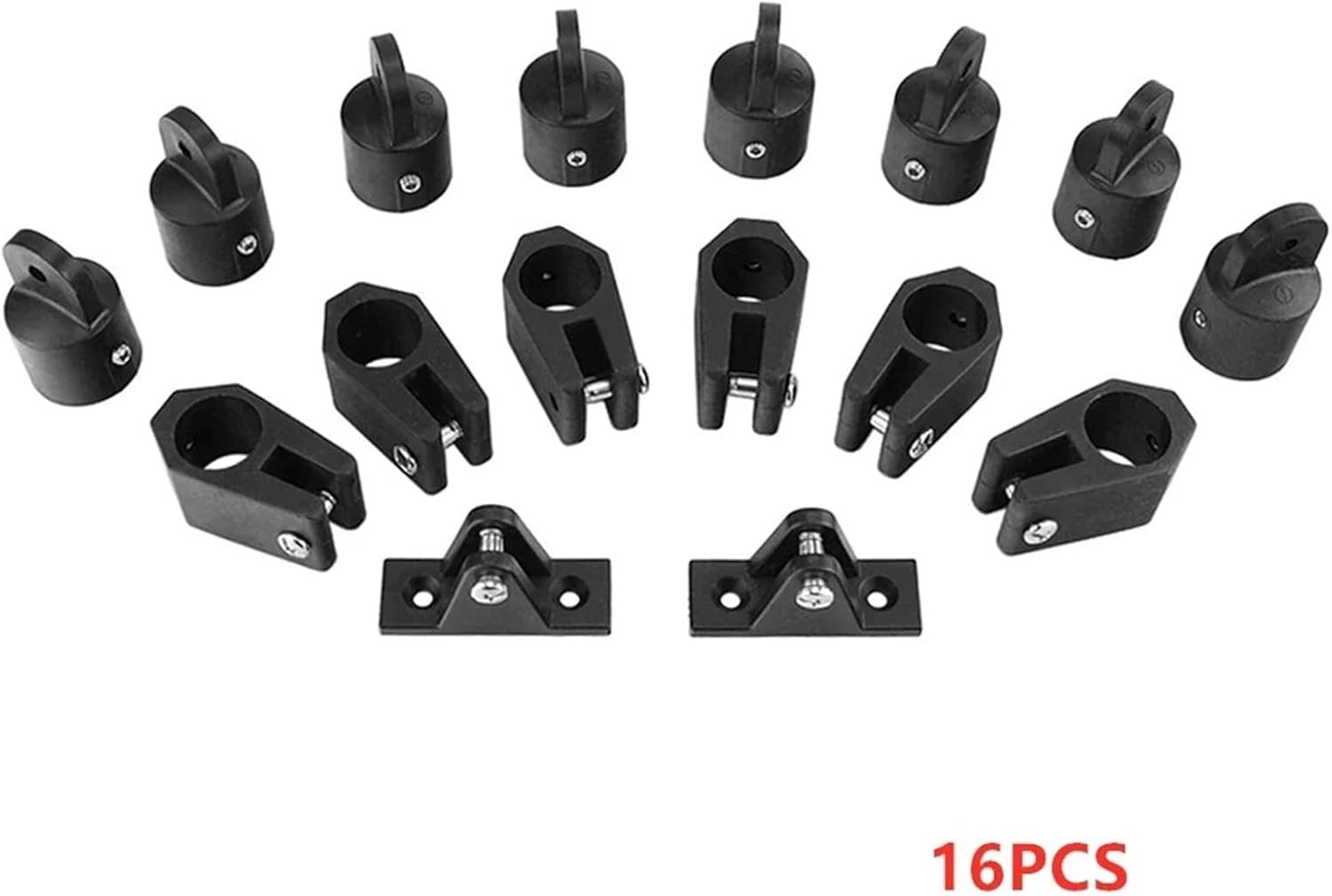 16 PCS Yacht Accessories Universal Boat Nylon Fittings Hardware Set Black Fits 3 Bow Top Lightweight And(For 25.4mm)