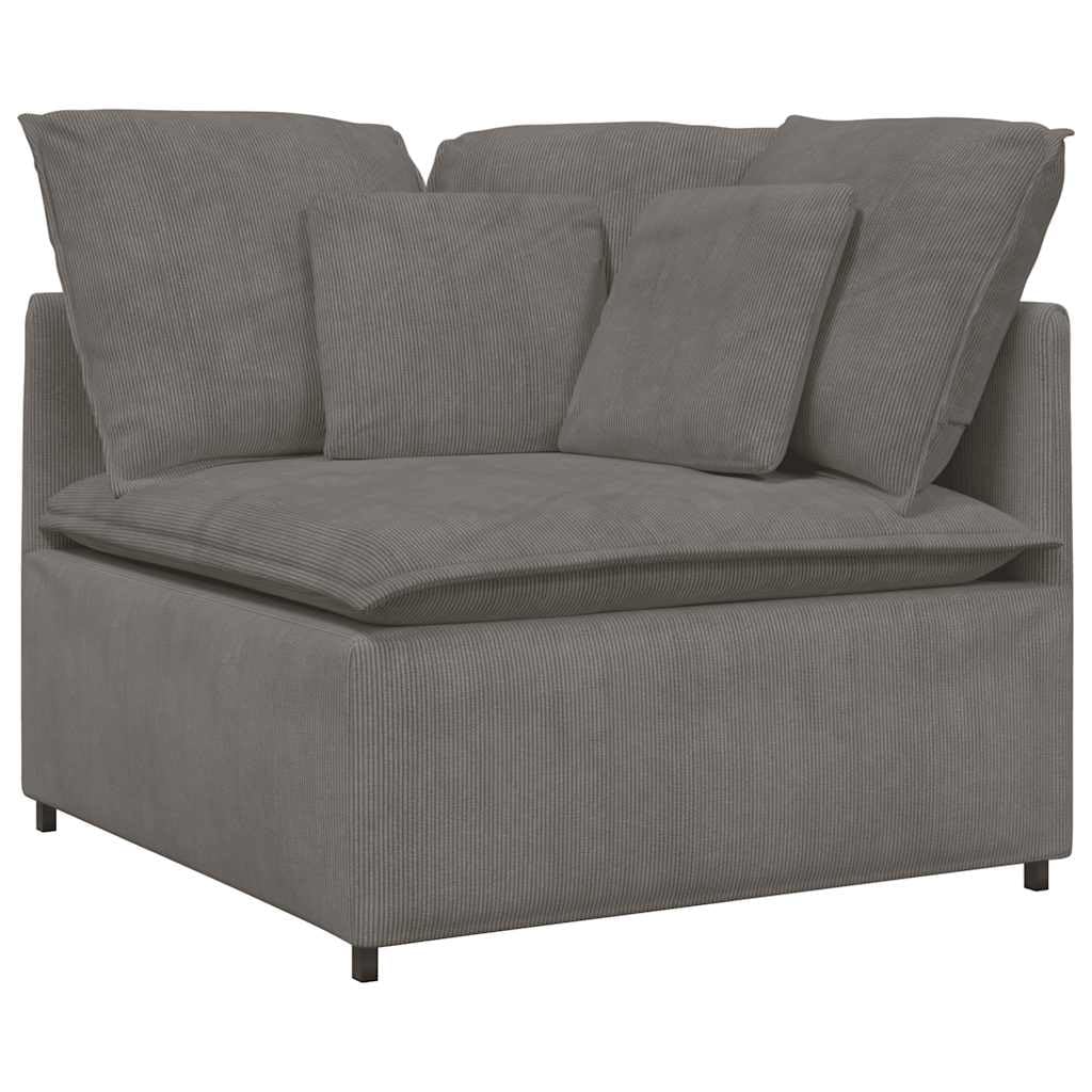 Sofá modular con cojín de pana gris claro, 317 x 217 x 64 cm, esquina tapizada, con estructura de metal y relleno de espuma para salón, salón y cine en casa
