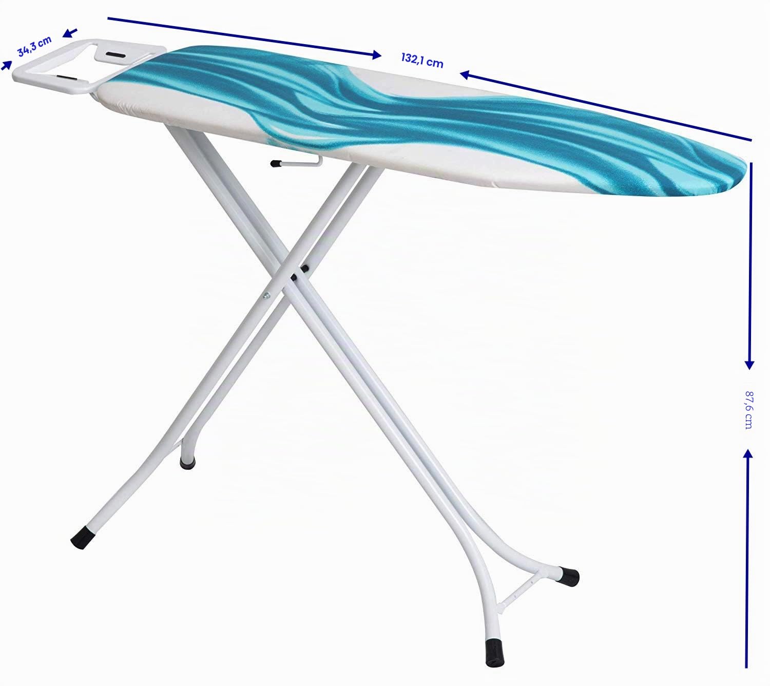 Mabel Home Altezza regolabile, Deluxe, 4 gambe, asse da stiro, copertura extra, fantasia blu/bianco