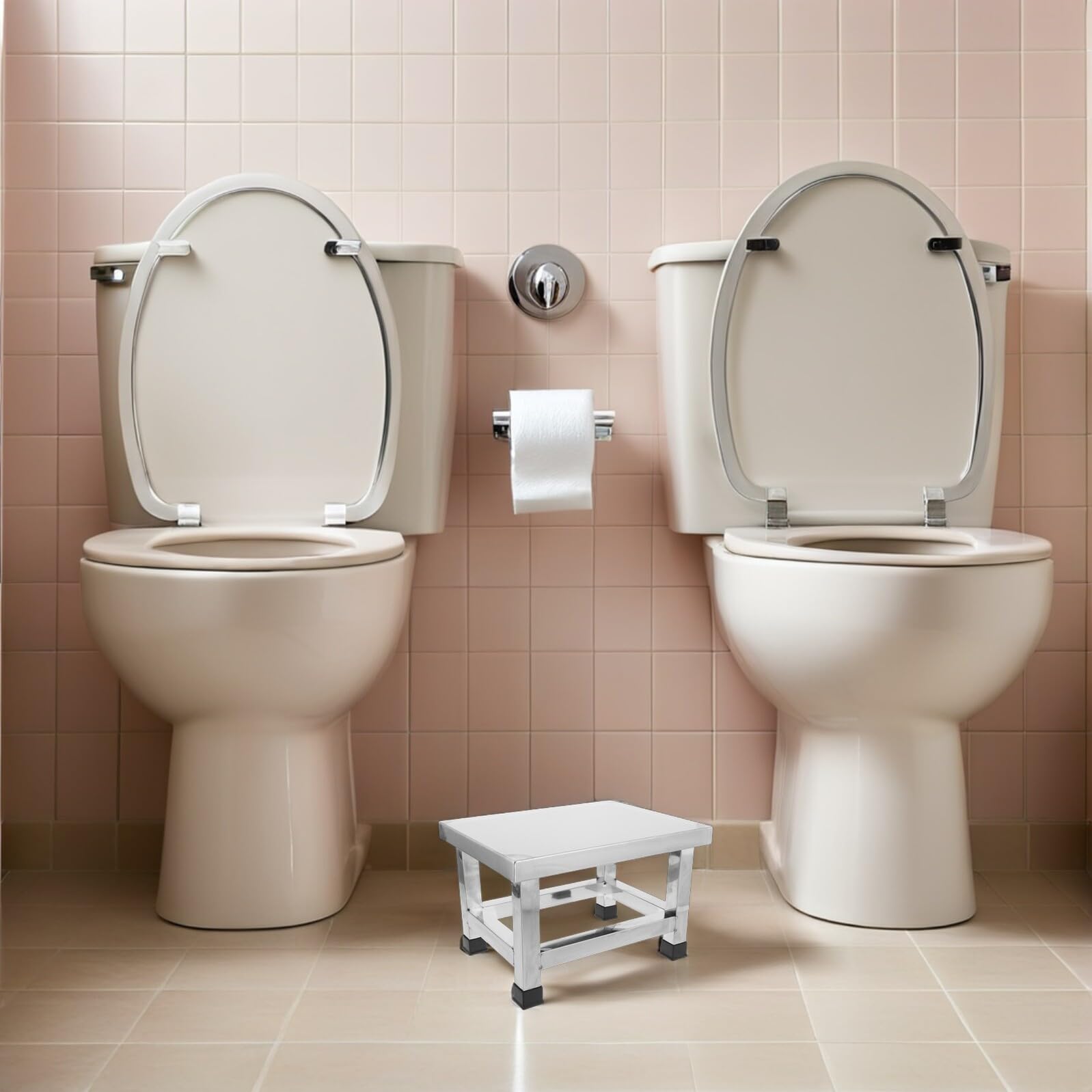 SHOWERORO Taburete de Acero Inoxidable para Cocina y Baño Diseño Moderno, Antideslizante y Fácil de Limpiar, Adecuado para Interiores y Personas Mayores