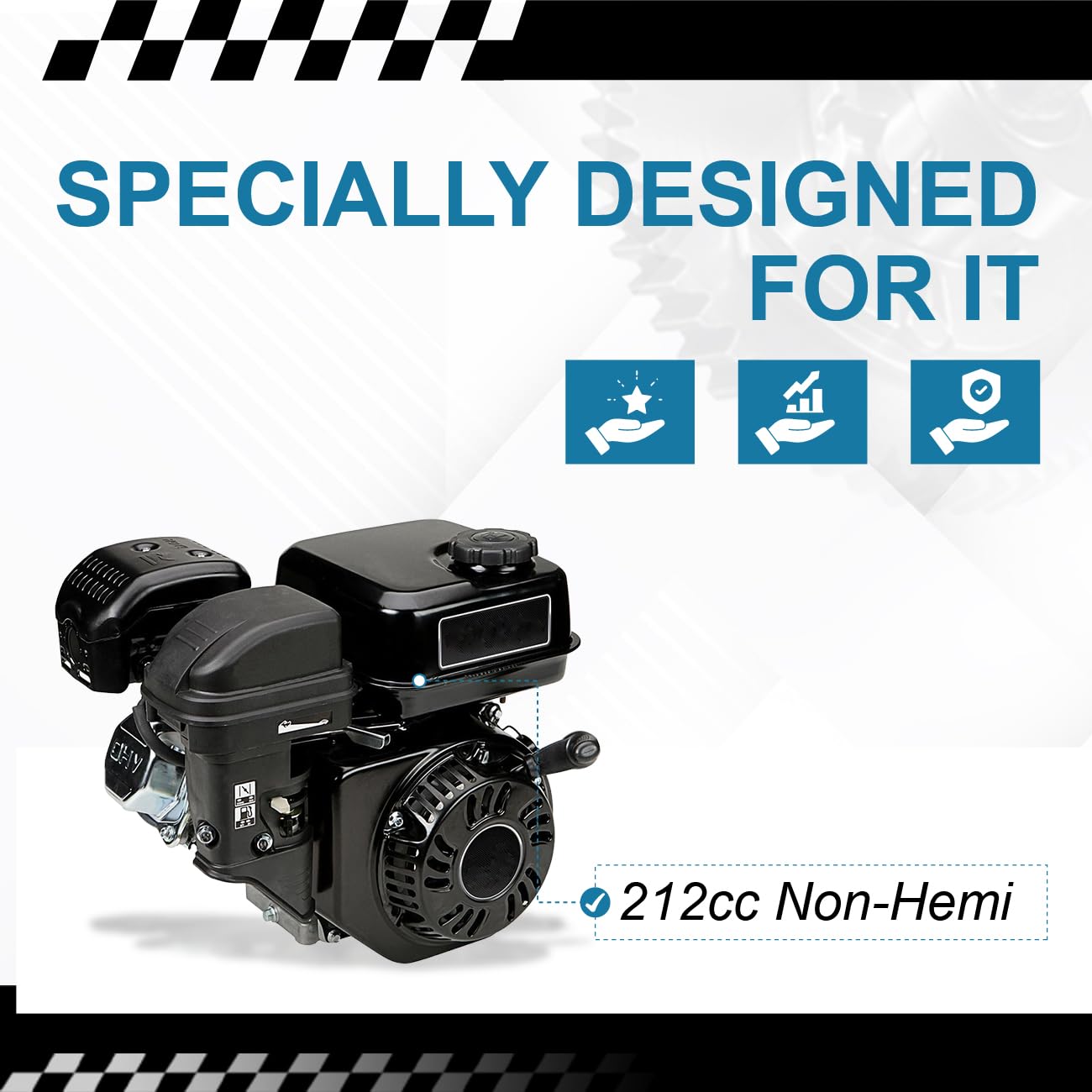 Billet Aluminum Performance Engine Upgrade Set, Fit Predator 212cc Non Hemi | for Mini Bike Go Kart,.308 Non Hemi Camshaft, 3.308 Connecting Rod, 70mm Flat Top Piston