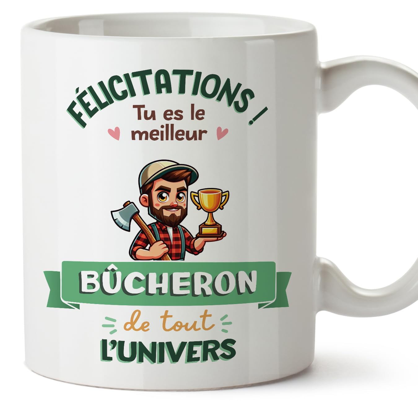 MUGFFINS Lumberjack Man Mug - in French - Meilleur Univers Trophée - Funny Gift for Colleagues - Ceramic 11oz Mug — image 1