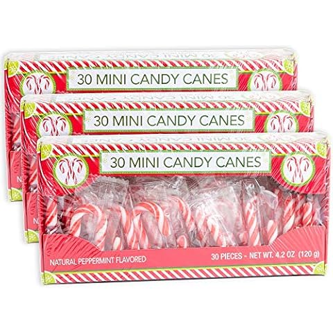 Candy Cane King Peppermint Flavored | 30 Mini Candy Canes in Each Box - 90 Total Count | Individually Wrapped | Great For Snaking In Drinks Dessert Christmas Tree & Holiday Décor - 4 pack Cover