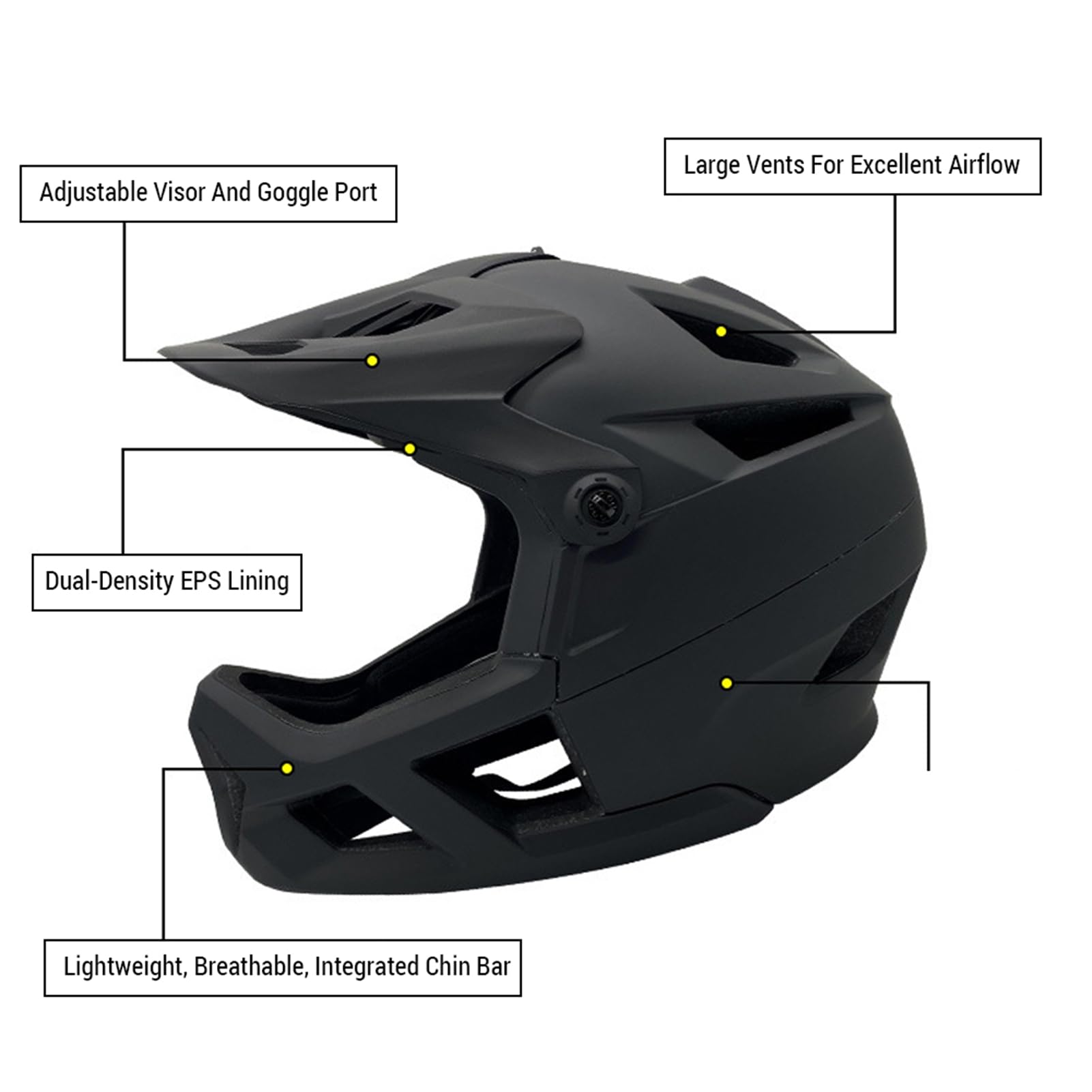 Kavolet Casque de vélo intégral pour femmes et hommes, pour vélo de montagne, de route, léger, visière réglable et port pour lunettes, 55-59 cm, résistant aux chocs, pour adultes unisexes, 625 g