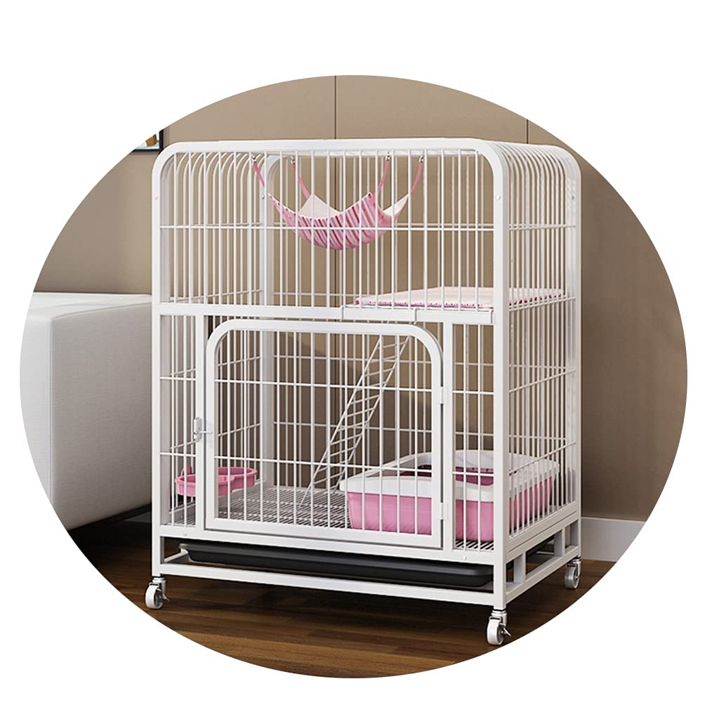 Katzenkäfig Katzenstreu Für Den Innenbereich Doppellagiges Katzenhaus Mit Zubehör Wie Hängematte Isomatte Katzentoilette Usw (Color : Weiß, S : 78x55x100cm)