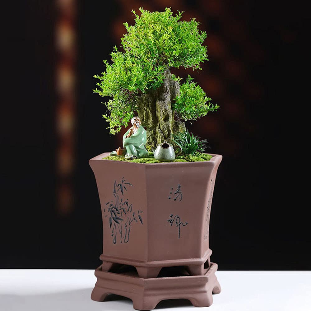 Kreatywna, retro, fioletowa gliniana doniczka ceramiczna na orchidee, ręcznie robione doniczki na sukulenty z drenażem, doniczka cylindryczna do ogrodu domowego, doniczka