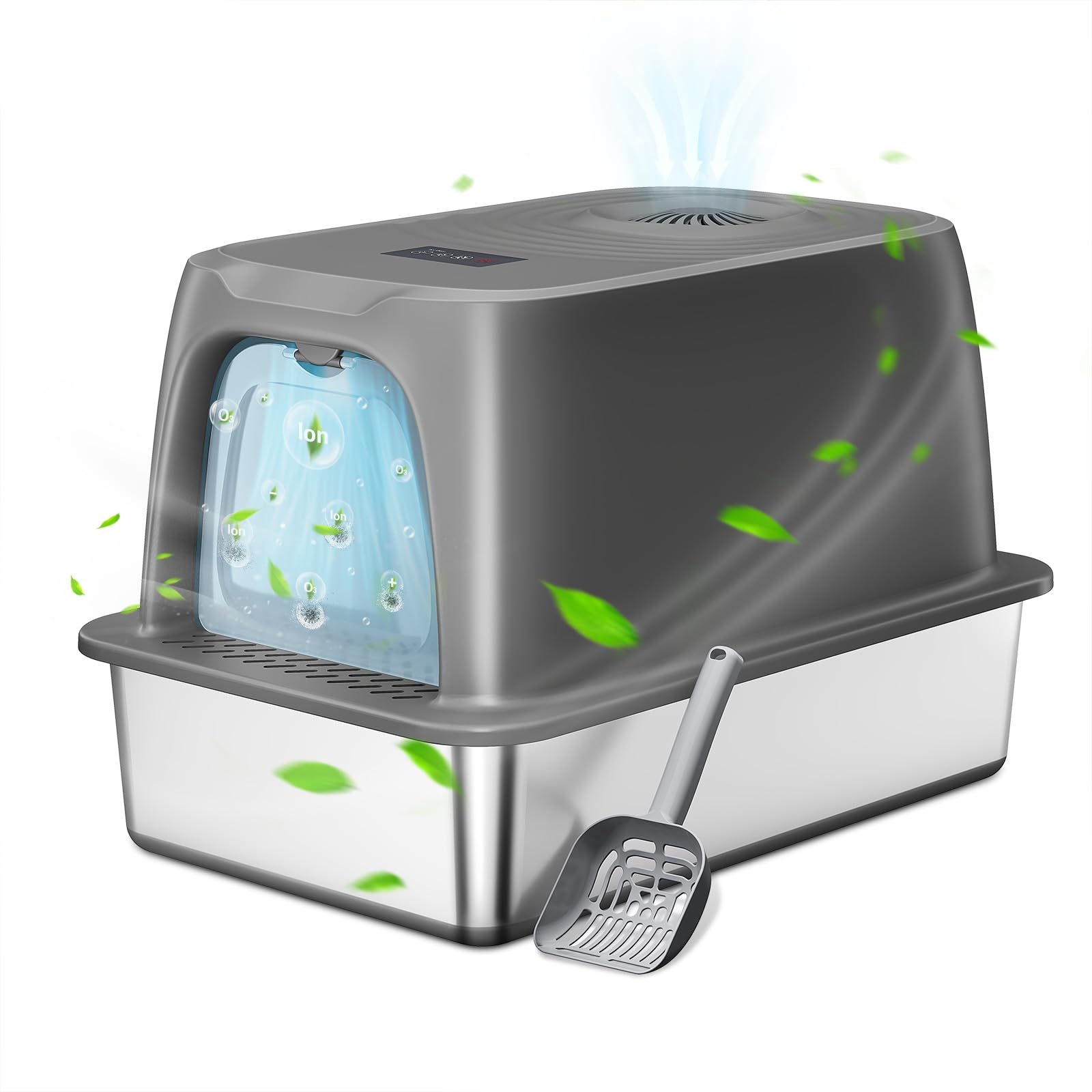 BUG HULL Stainless Steel Cat Litter Tray,45 L x 35 W x 15 H CM Metal Cat Litter Boxes, Stainless Steel Litter Box for Small Cats or Rabbits (Non-Sticky, Anti-Urine Leakage)