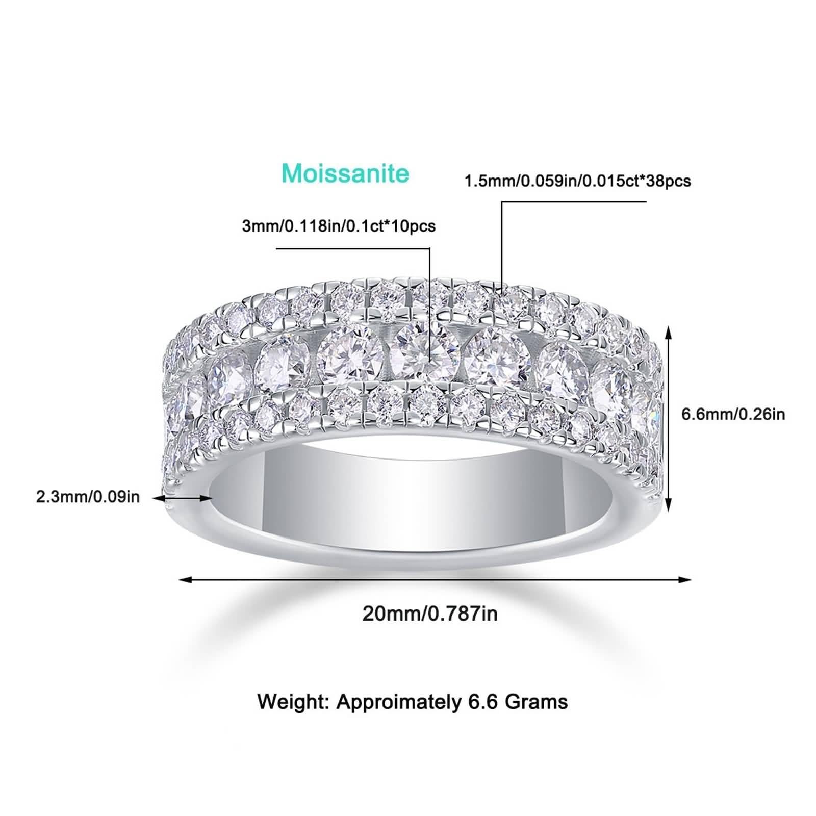 Anillo para novia, anillos de plata, estilo bohemio, lujoso, moissanita, oro blanco y platino, regalos únicos para mujer