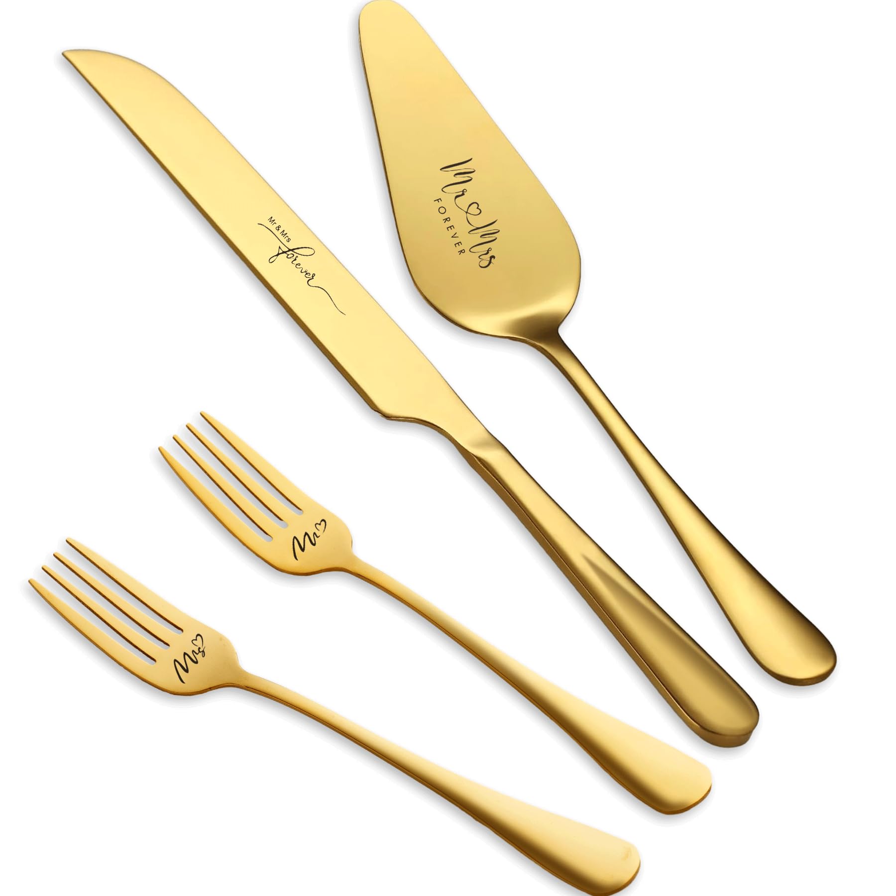 VARLKA Wedding Cake Knife and Server Set, Cake Cutting Set for Wedding Gifts (Gold)