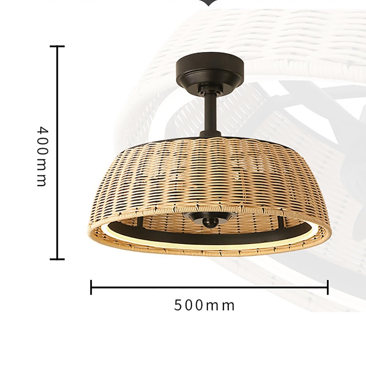 Ventilatore da soffitto a gabbia con luci, ventilatore da soffitto con telecomando dimmerabile a LED, ventilatori da soffitto a basso profilo, motore reversibile silenzioso, per camera da letto,