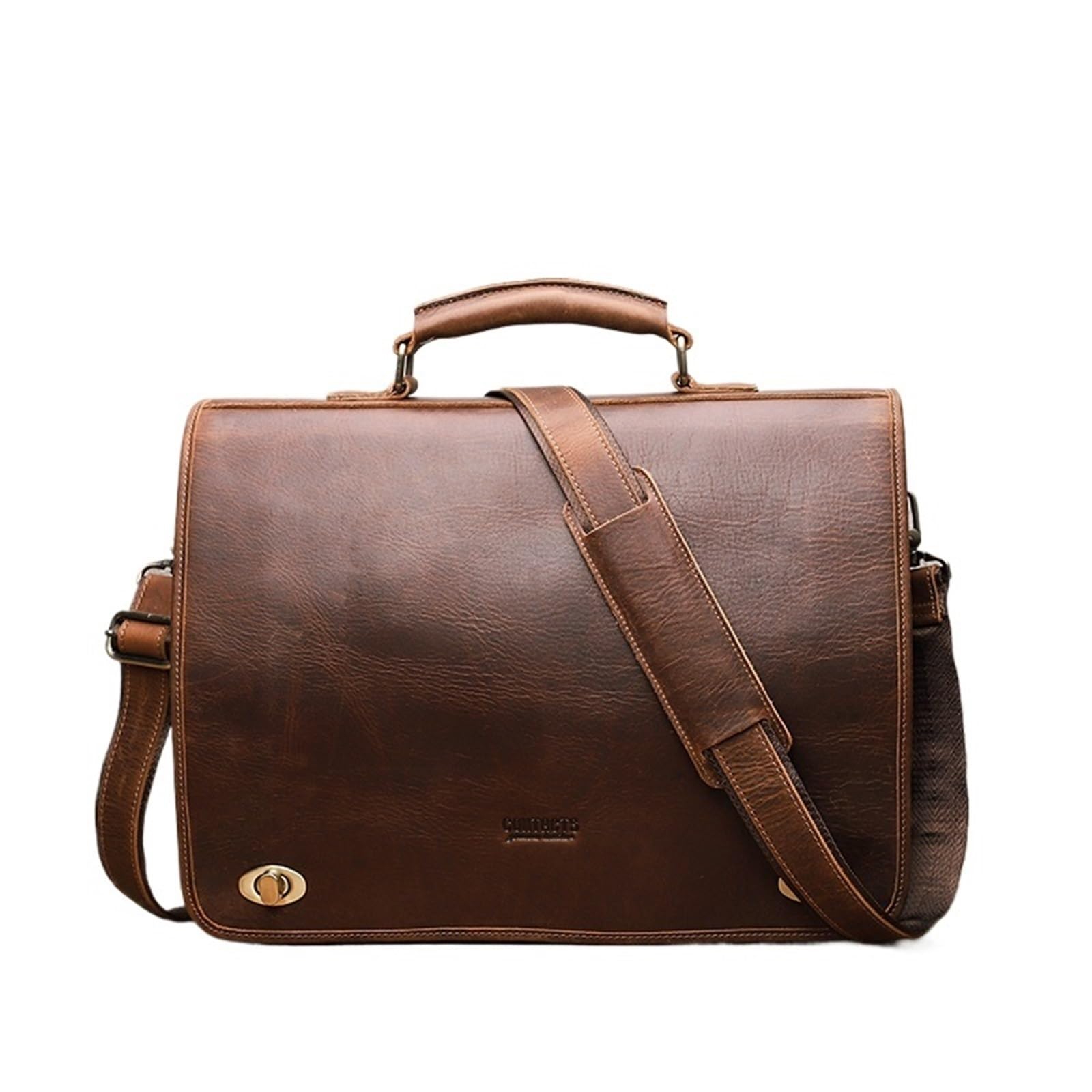 Maletín for hombres de negocios, bolsas mensajero hombro cuero, bolso Latop marca for bolsos mano 15,6 pulgadas