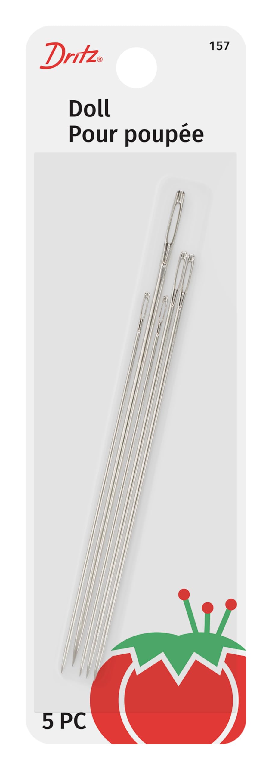 Dritz 157 Doll Hand Needles, Assorted Sizes (5-Count), Nickel