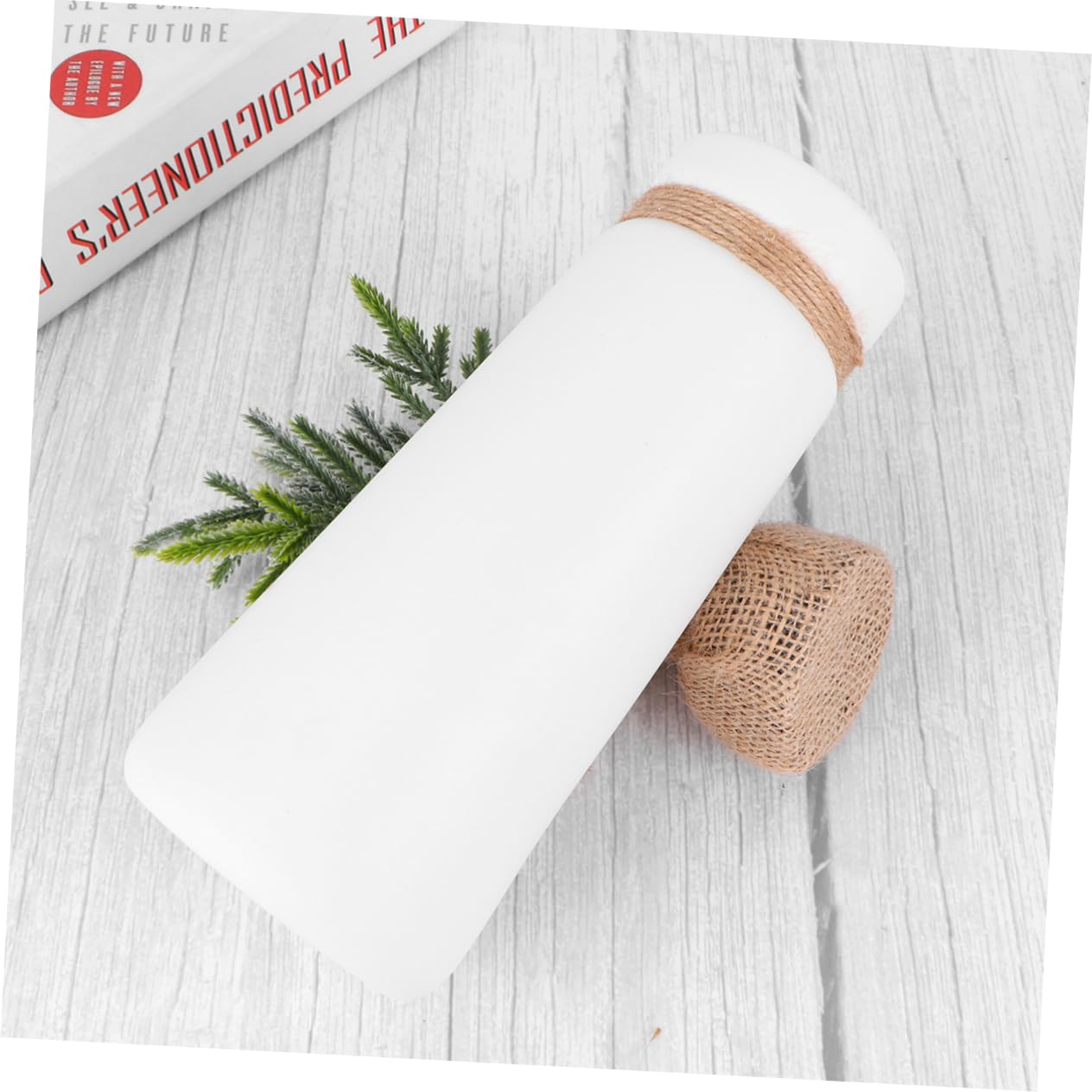 Jarrón de Cerámica Blanco Cuerda para Decoración de Escritorio | Estilo Moderno y Creativo, Pieza de Hogar sin Plantas, Acabado Sencillo