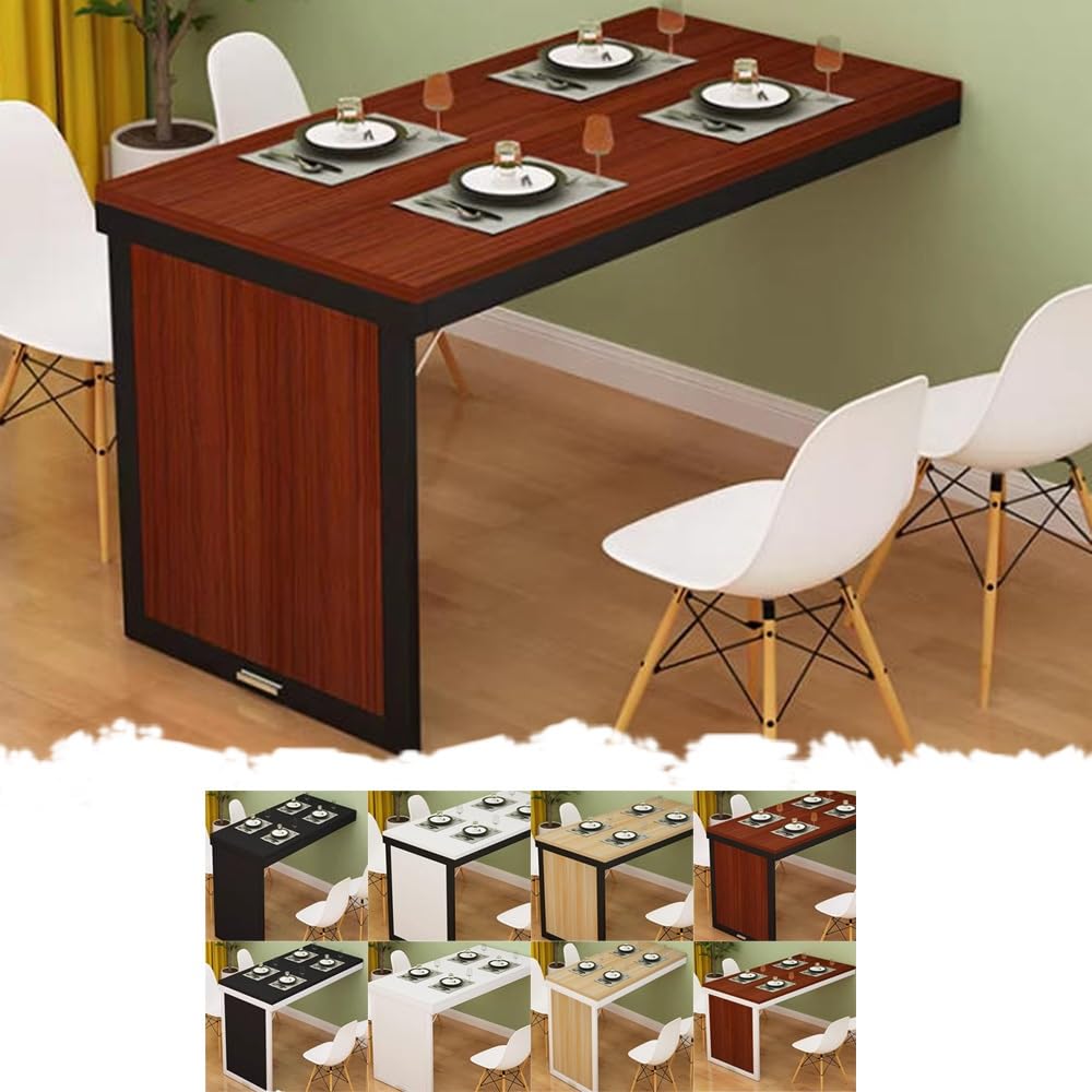 KLGFBDC Folding Wall-Mounted Table for Home Office & Kitchen Drop Leaf Desk for Small Spaces Compact Teak Finish (47.2"x15.7") - Perfect for Coffee Nooks & Workstations