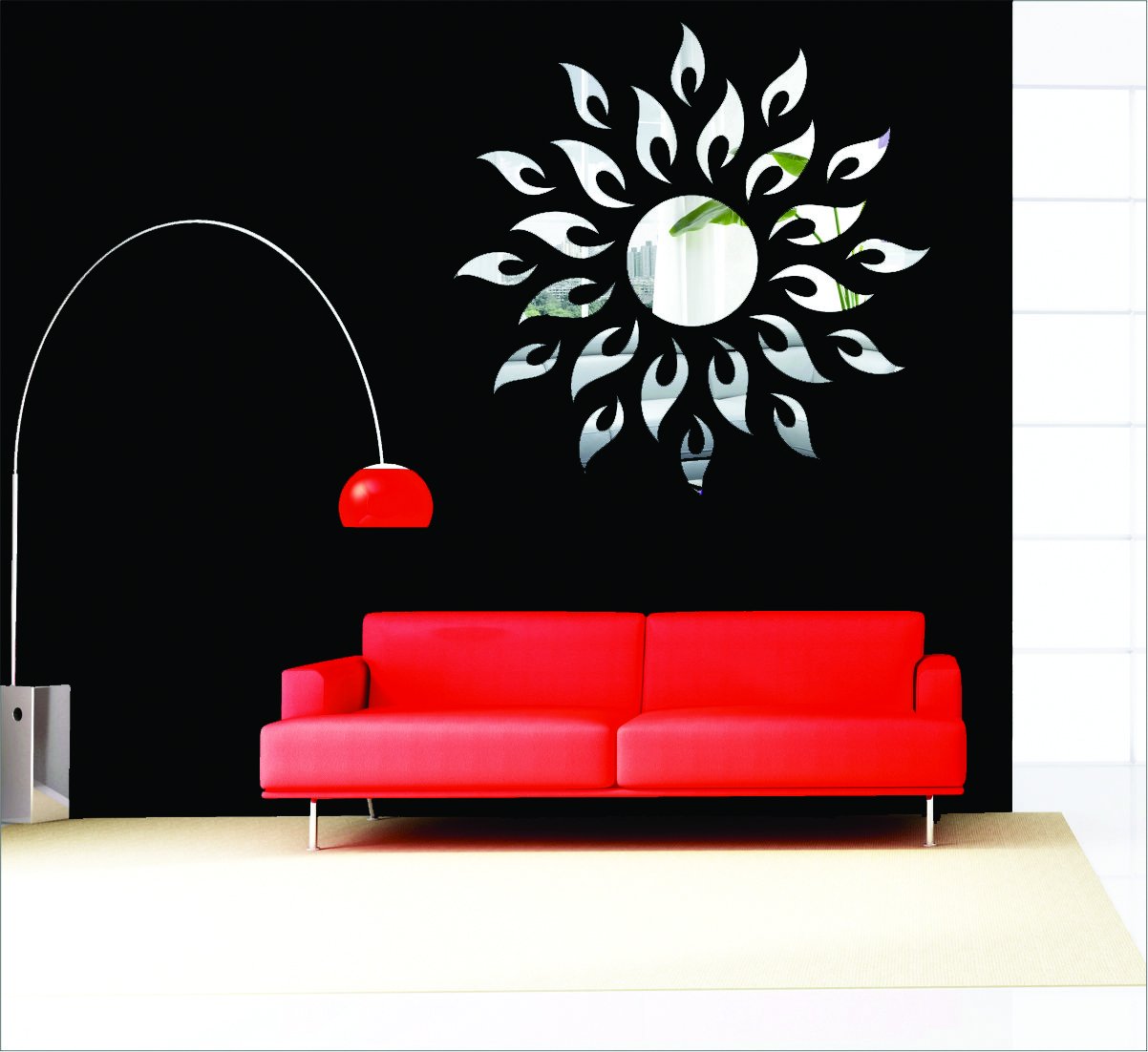 Atulya Arts Sun Silver Wall Sticker (Pack of 25) (45 cm X 45 cm) 3D